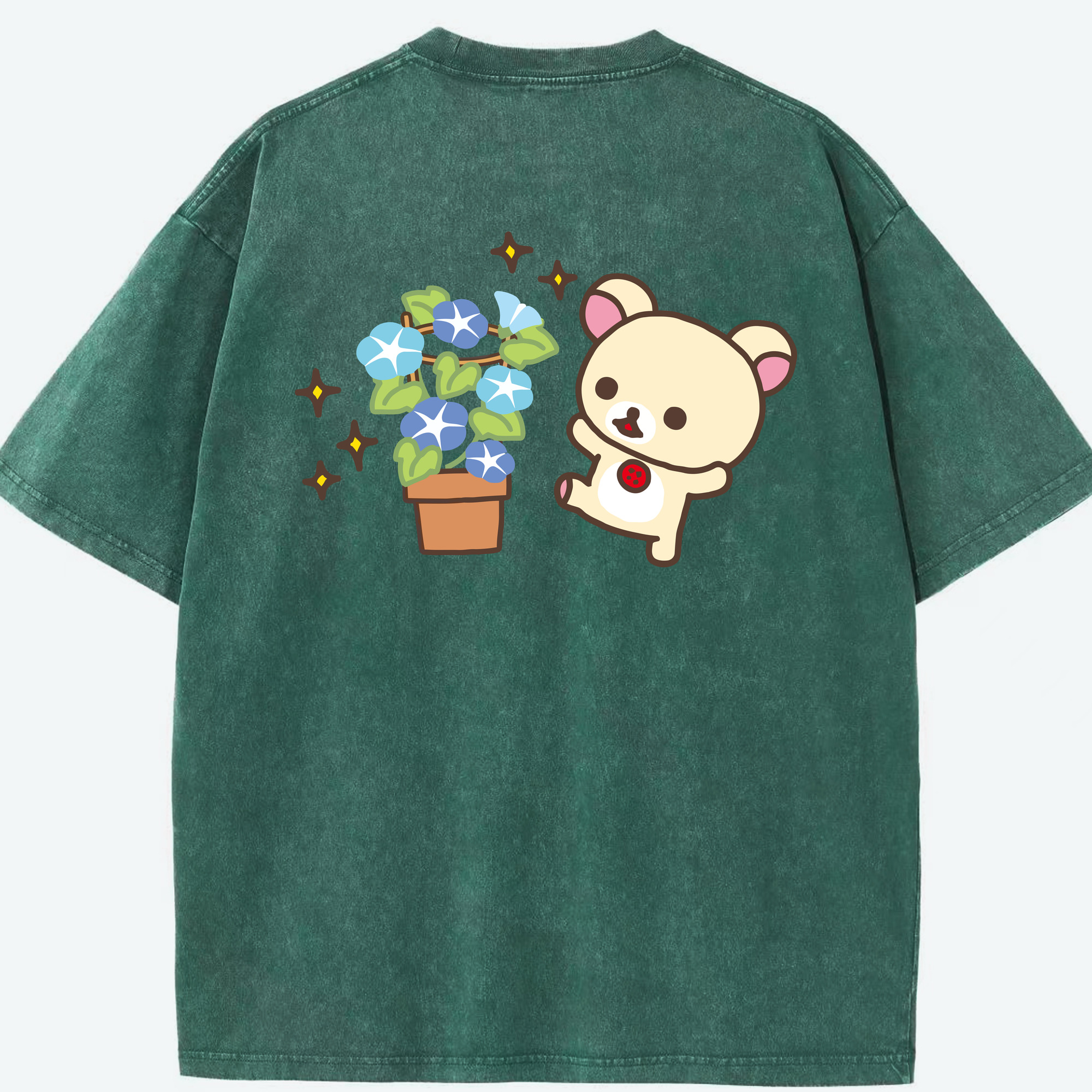 （画像用） リラックマ リラックマ キイロイトリ Rilakkuma Korilakkuma Kiiroitori 綿100% ヴィンテージ風 半袖Tシャツ（背面プリント）